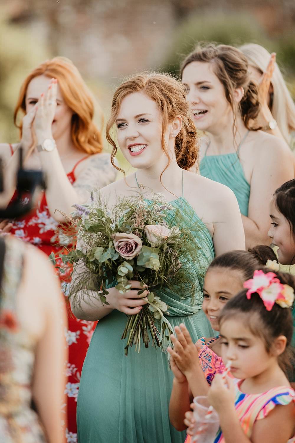 Bridesmaids Bridesmaid Dress Dresses Sage Green Bouquets Greenery Foliage Eggington House Wedding October Willis Photography