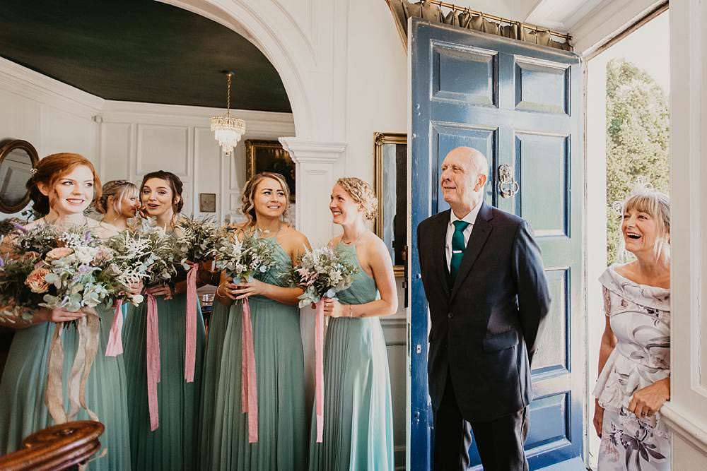 Bridesmaids Bridesmaid Dress Dresses Sage Green Bouquets Greenery Foliage Eggington House Wedding October Willis Photography