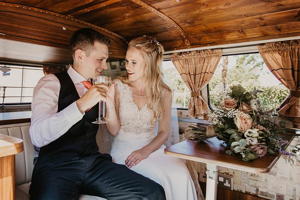 VW Campervan Transport Eggington House Wedding October Willis Photography