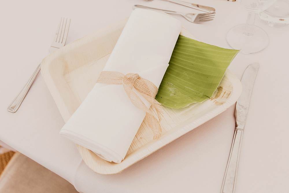 Eco Friendly Plates Napkin Leaf Eggington House Wedding October Willis Photography