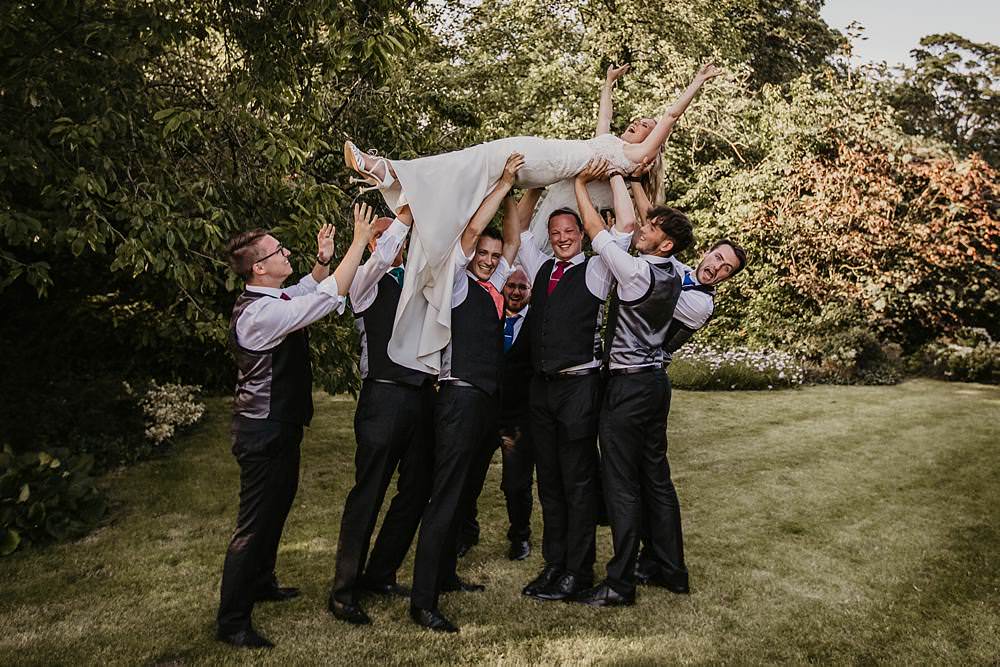 Groom Groomsmen Suits Waistcoats Ties Colourful Eggington House Wedding October Willis Photography