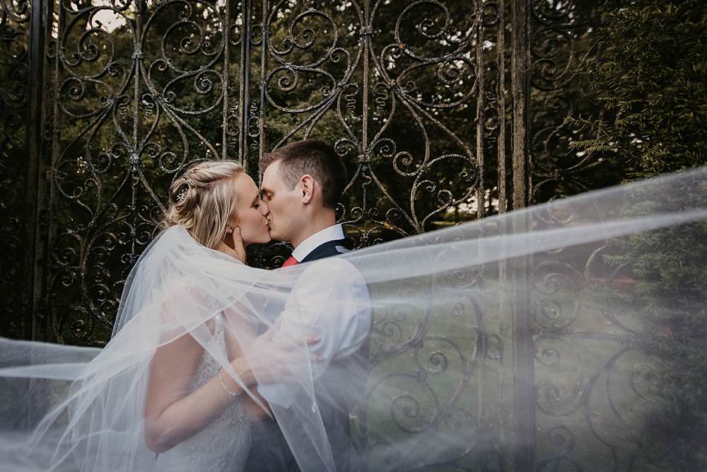 Bride Bridal Veil Eggington House Wedding October Willis Photography