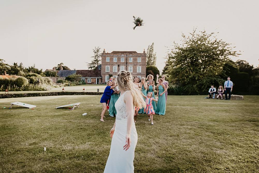 Bouquet Toss Throw Eggington House Wedding October Willis Photography