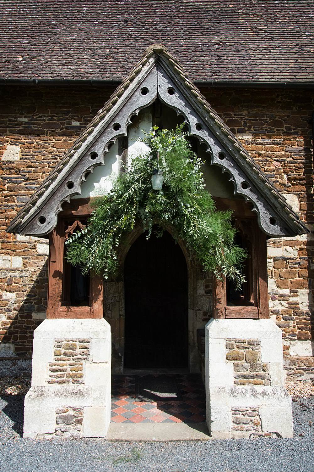 Church Arch Flowers Greenery Foliage Eggington House Wedding October Willis Photography