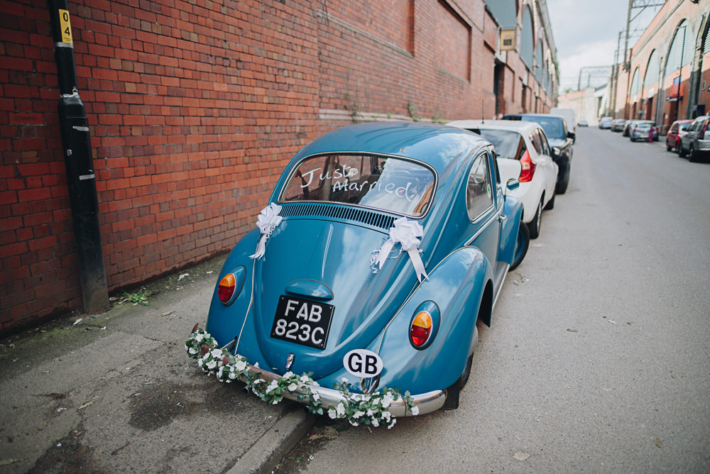 VW Beetle Just Married Greenery Garland Fairfield Social Club Wedding The Pin Up Bride