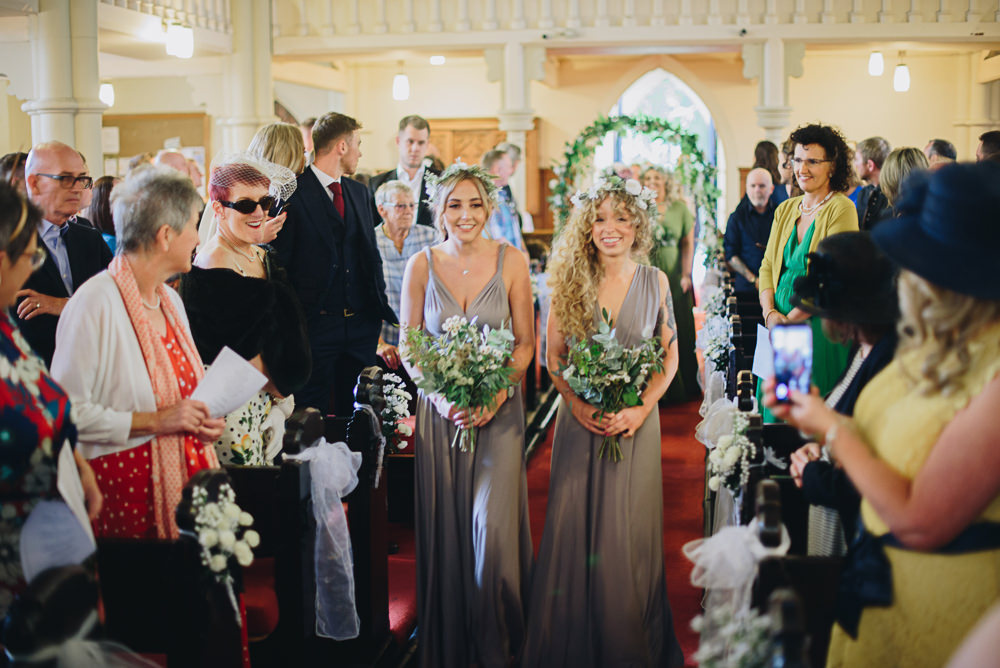 Grey Multiway Bridesmaids Greenery Foliage Bouquet Flower Crown Fairfield Social Club Wedding The Pin Up Bride