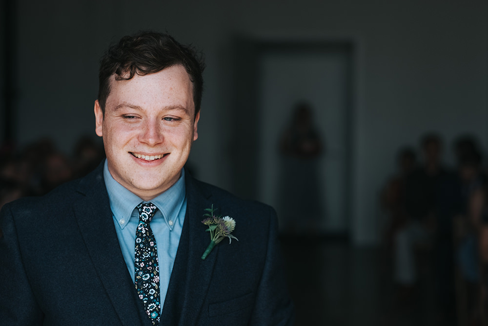 Groom Suit Navy Floral Tie Buttonhole Fun London Wedding Miss Gen Photography