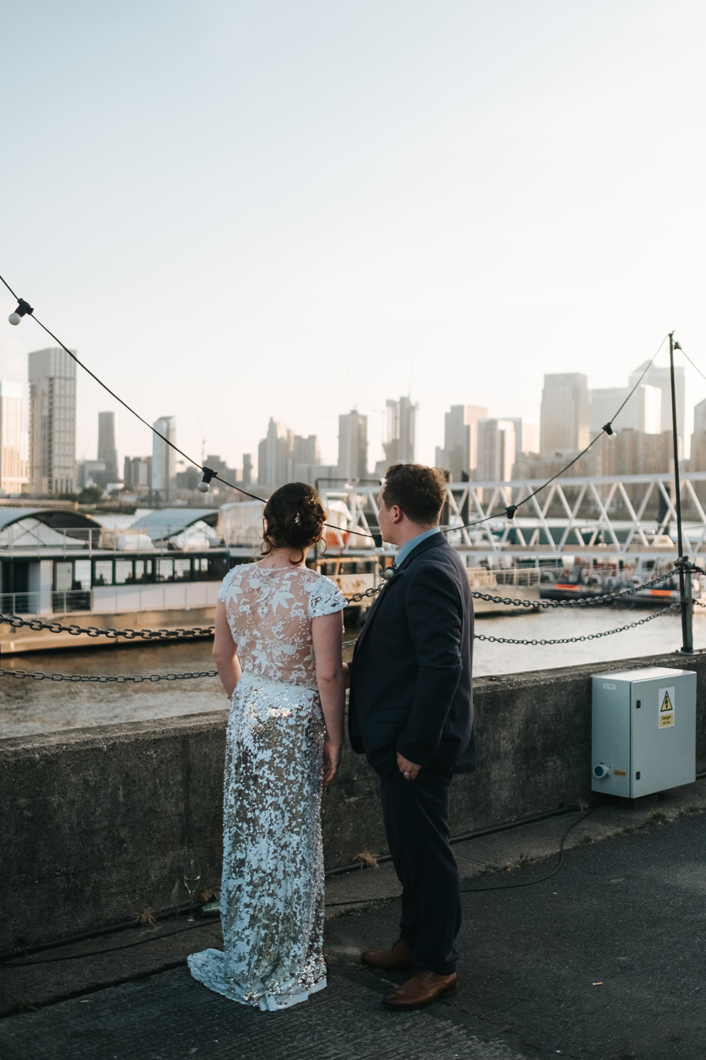 Dress Gown Bride Bridal Sequin Gold Lace Back Fun London Wedding Miss Gen Photography