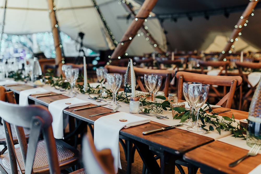 Greenery Foliage Table Runner Garland Linen Candles Hazlewood Castle Woodland Wedding Nicola Mackrill Photography