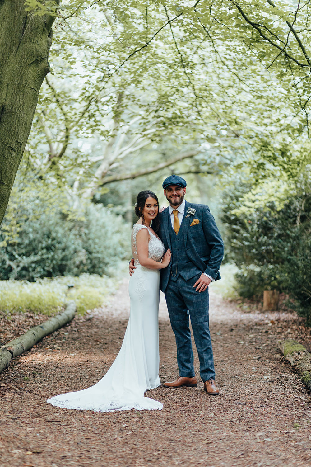 Bride Bridal Dress Gown Wed2B Train Straps Hazlewood Castle Woodland Wedding Nicola Mackrill Photography