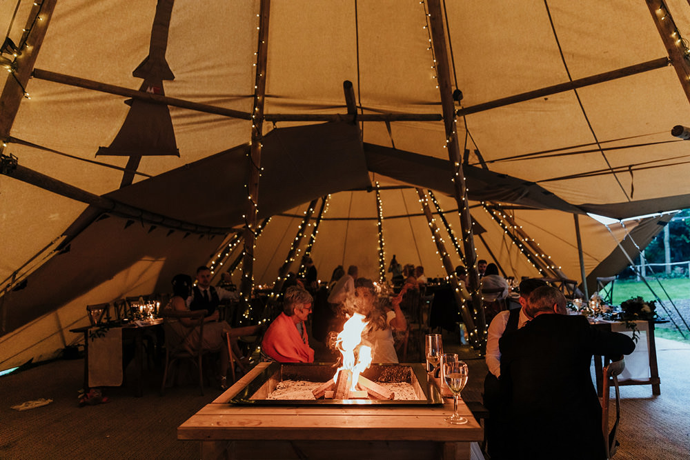 Tipi Firepit Hazlewood Castle Woodland Wedding Nicola Mackrill Photography