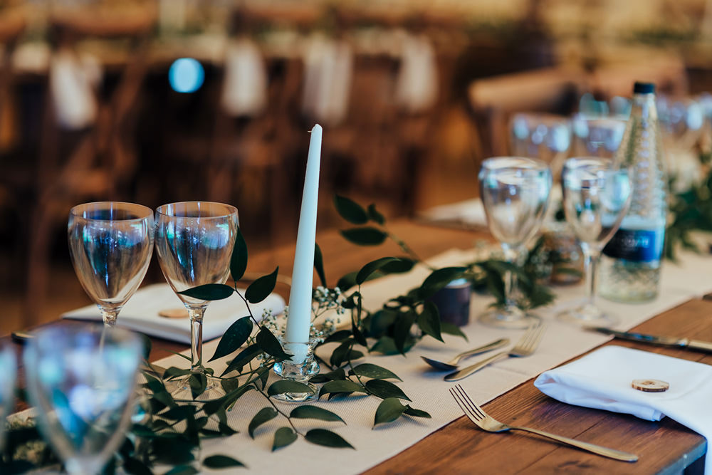 Greenery Foliage Table Runner Garland Linen Candles Hazlewood Castle Woodland Wedding Nicola Mackrill Photography