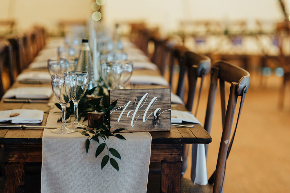 Wooden Calligraphy Table Name Number Hazlewood Castle Woodland Wedding Nicola Mackrill Photography