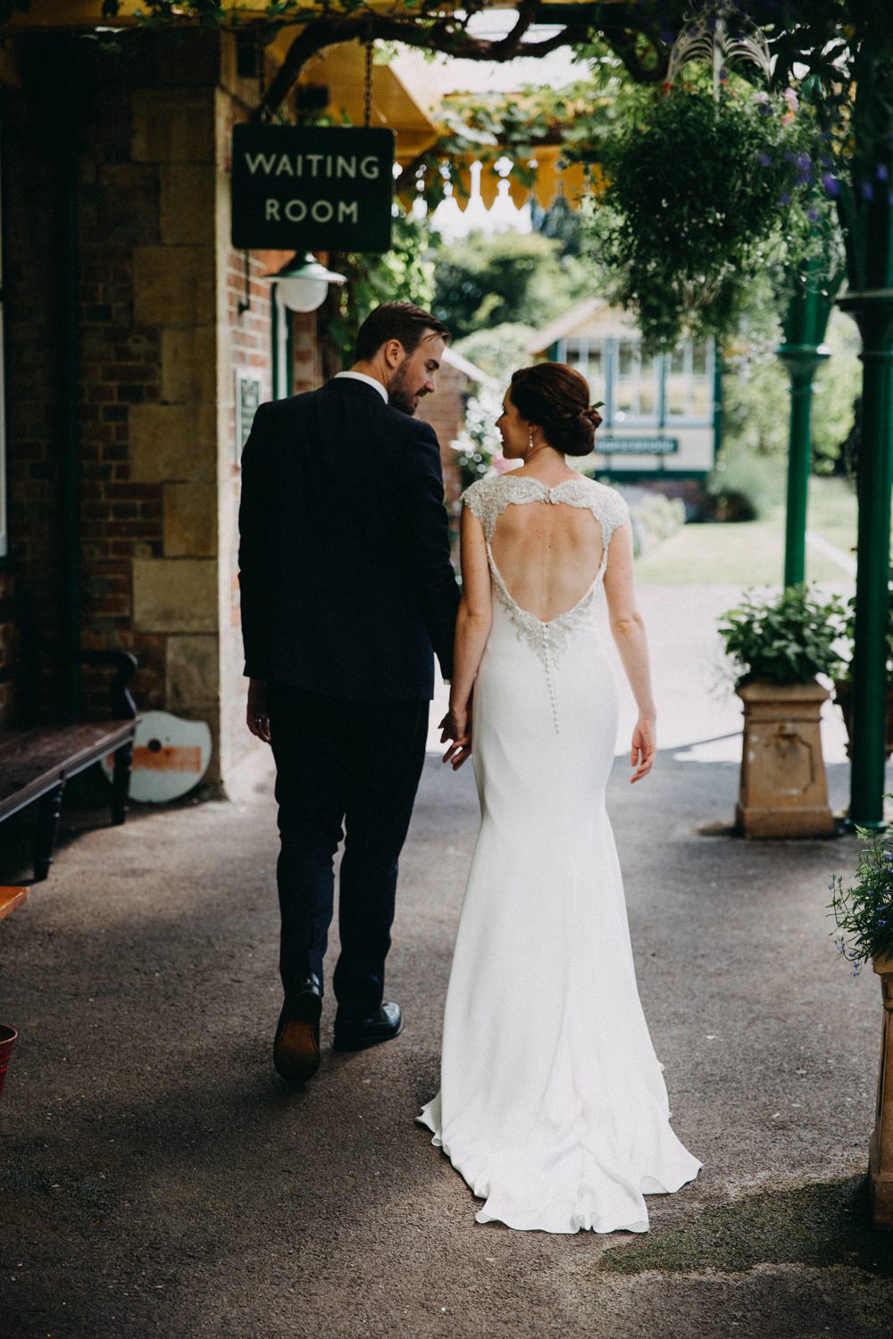 Bride Bridal Dress Gown Straps Fit and Flare Train St Patrick Key Hole Back Horsebridge Station Wedding Emily Grace Photography