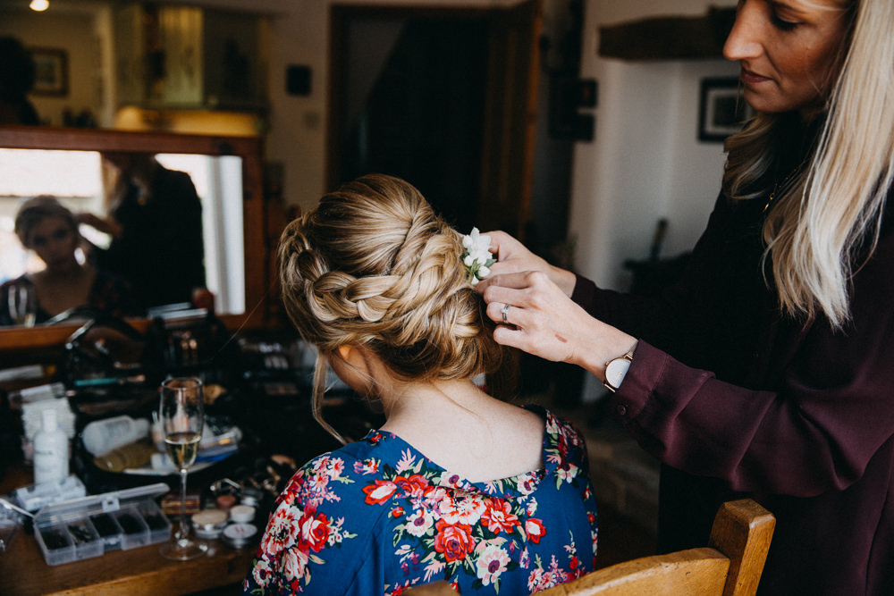 Bridesmaid Hair Style Up Do Plait Braid Horsebridge Station Wedding Emily Grace Photography