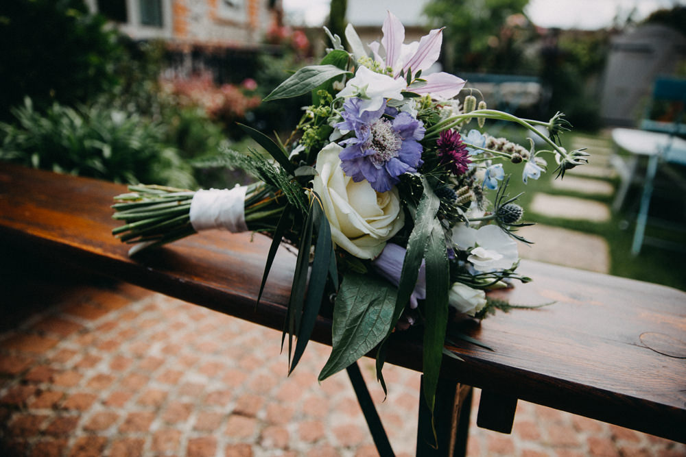 Bouquet Flwoers Bride Bridal Rose Lily Thisle Horsebridge Station Wedding Emily Grace Photography