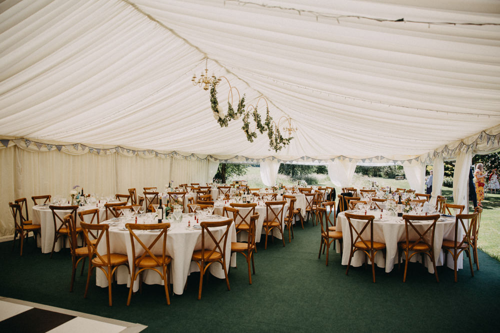Marquee Floral Greenery Foliage Hoop Ceiling Suspended Hanging Horsebridge Station Wedding Emily Grace Photography