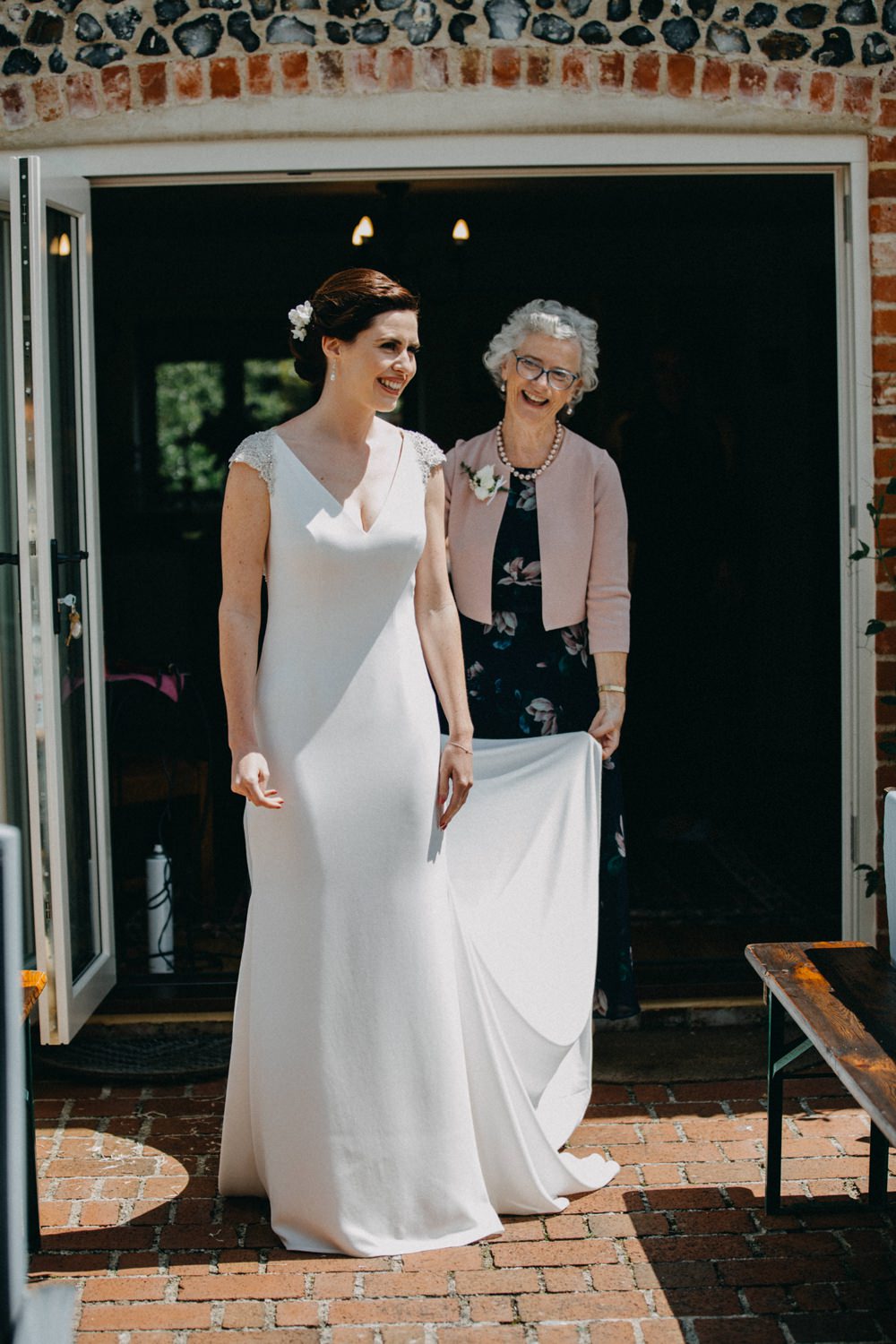 Bride Bridal Dress Gown Straps Fit and Flare Train St Patrick Horsebridge Station Wedding Emily Grace Photography