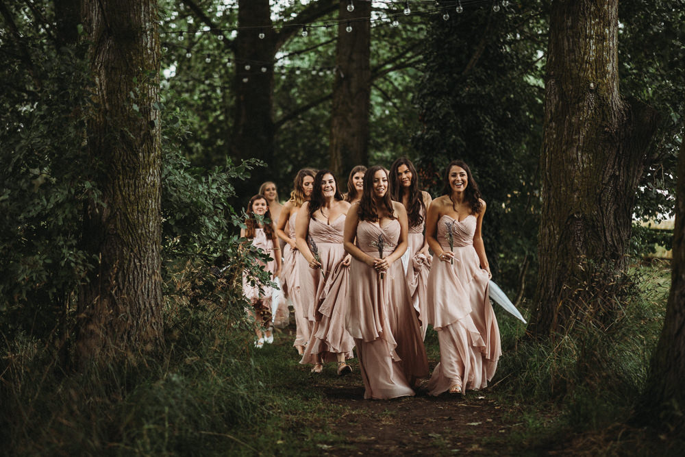 Bridesmaids Bridesmaid Dress Dresses Pink Maxi Horsley Hale Farm Wedding Thyme Lane Photography