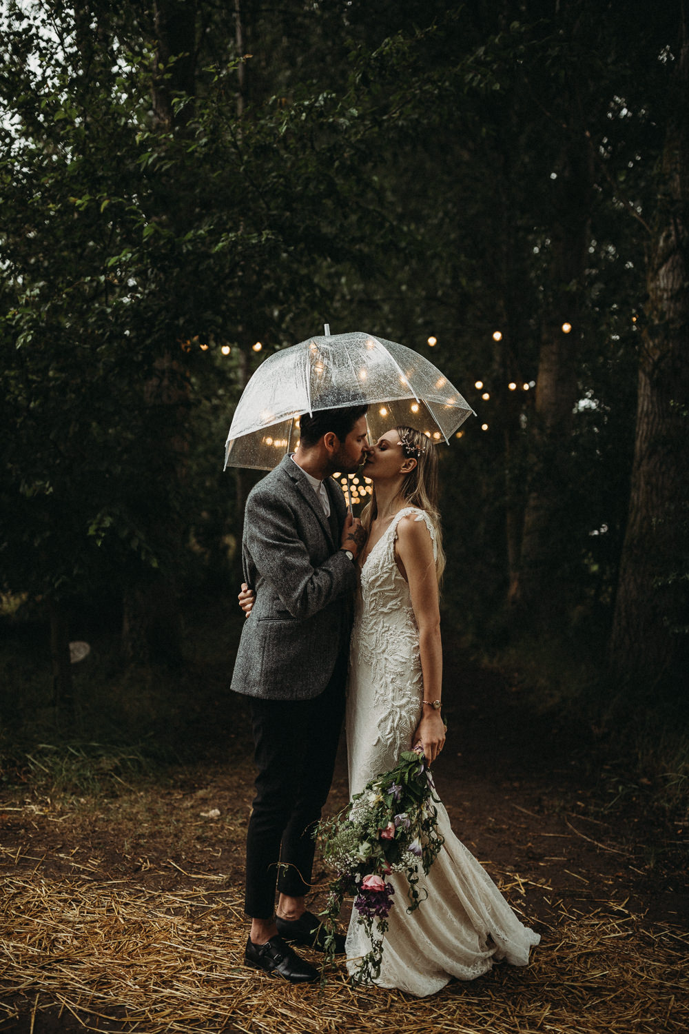 Rainy Rain Umbrella Groom Groomsmen Suit Collar Grey Monk Shoes Horsley Hale Farm Wedding Thyme Lane Photography