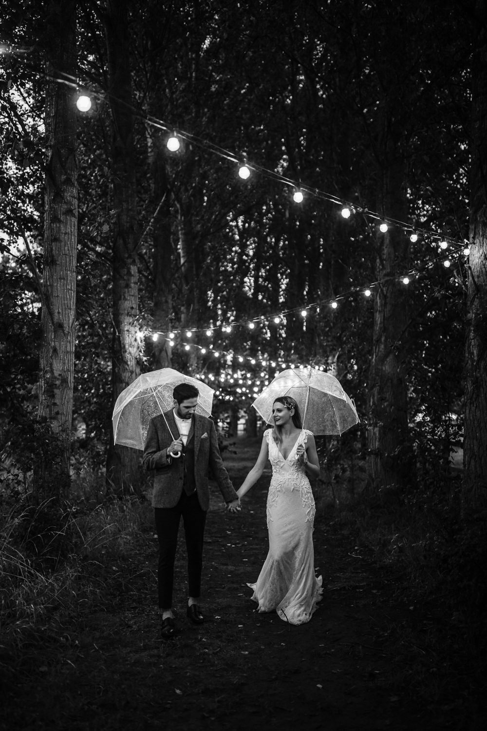 Rainy Rain Umbrella Horsley Hale Farm Wedding Thyme Lane Photography