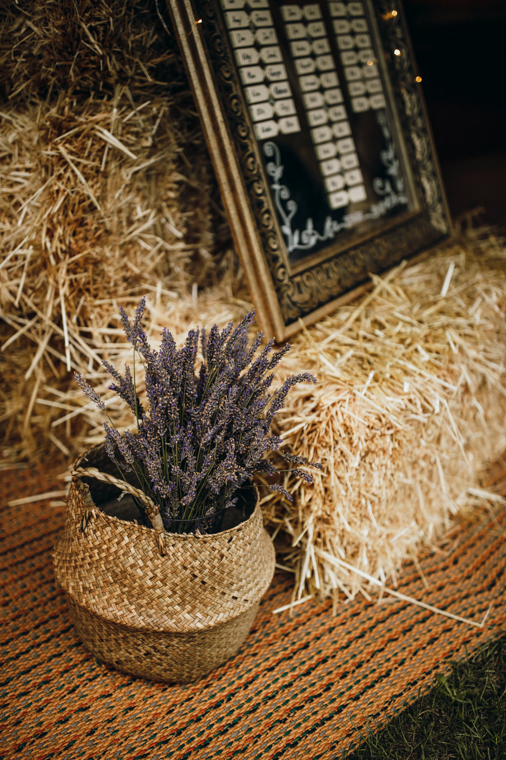 Belly Basket Flowers Lavender Horsley Hale Farm Wedding Thyme Lane Photography