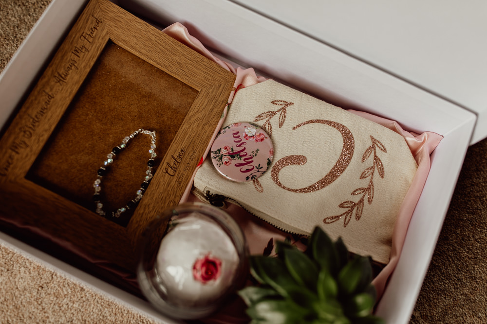 Bride Bridal Bridesmaids Gift Box Present Mannington Gardens Wedding Cara Zagni Photography