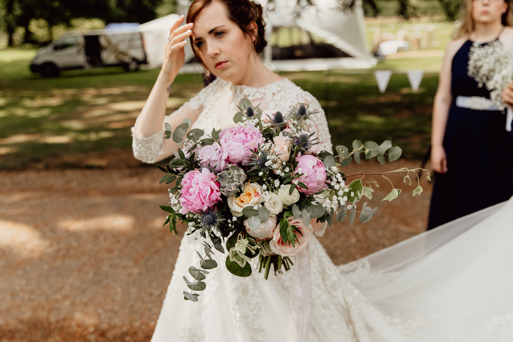 Bouquet Flowers Bride Bridal Pink Peony Peonies Eucalyptus Mannington Gardens Wedding Cara Zagni Photography