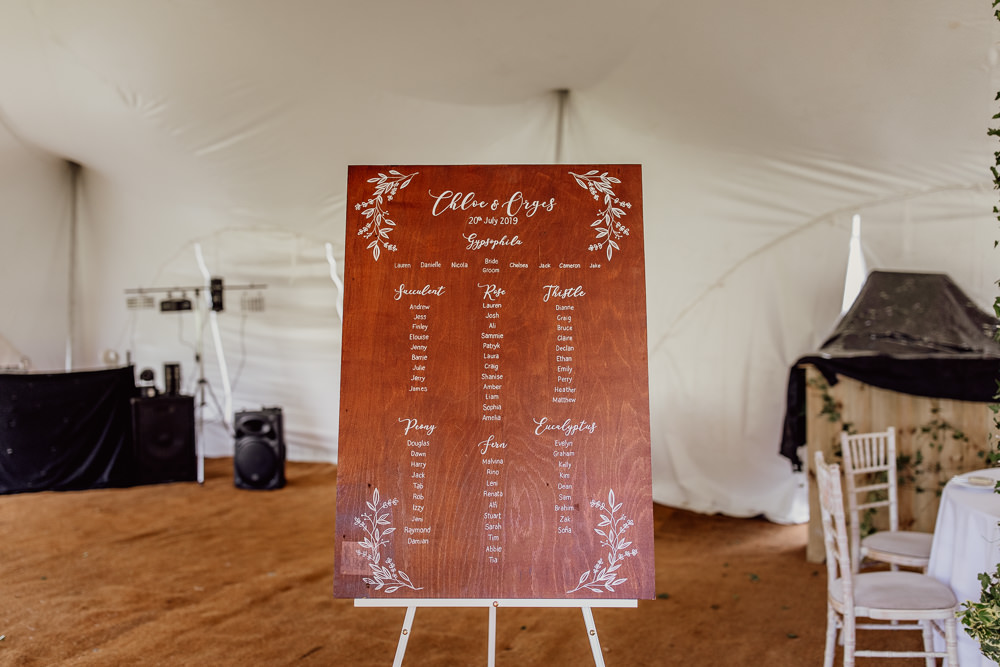 Wooden Seating Plan Table Chart Calligraphy Mannington Gardens Wedding Cara Zagni Photography
