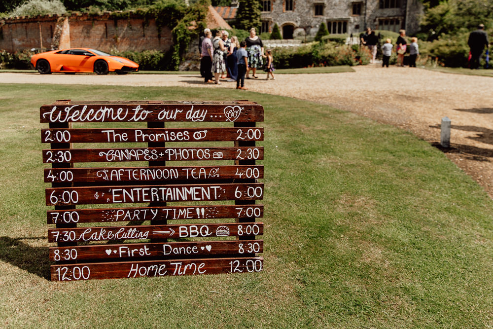Wooden Pallet Sign Signage Signs Order Of The Day Mannington Gardens Wedding Cara Zagni Photography