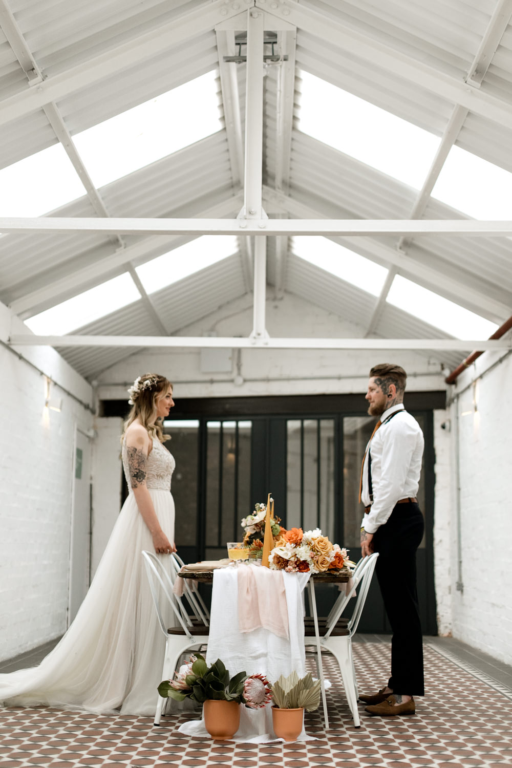 Tablescape Table Decor Decoration Autumn Fall Orange Mustard Table Cloth Runner Flowers Candles Moroccan Wedding Ideas Emma Louise Photography
