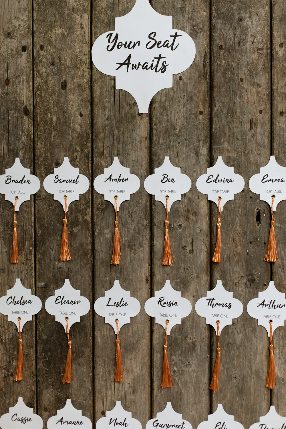 Table Plan Seating Chart Wooden Rustic Tassels Moroccan Wedding Ideas Emma Louise Photography