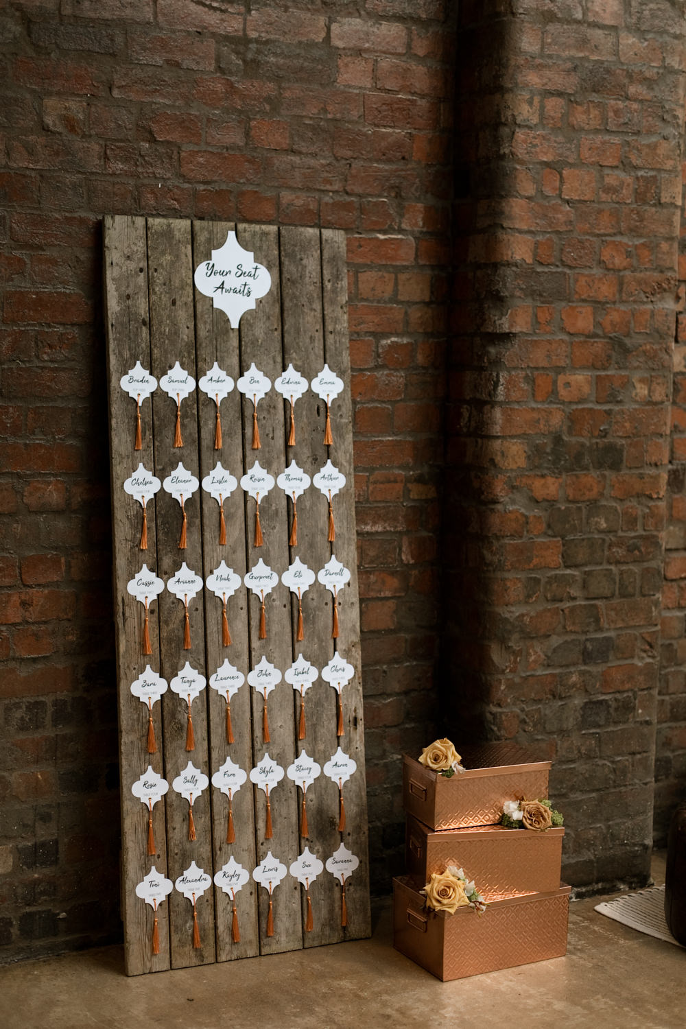 Table Plan Seating Chart Wooden Rustic Tassels Moroccan Wedding Ideas Emma Louise Photography
