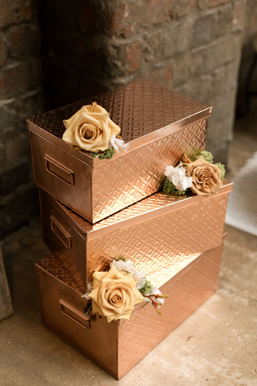 Copper Boxes Flowers Moroccan Wedding Ideas Emma Louise Photography
