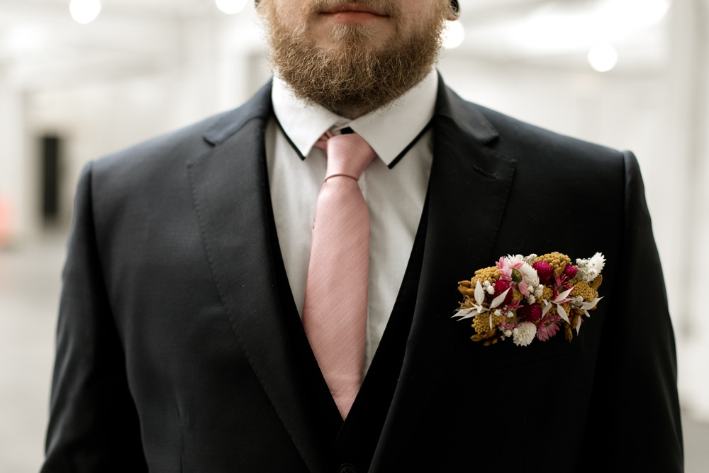 Groom Suit Pink Tie Buttonhole Flowers Moroccan Wedding Ideas Emma Louise Photography