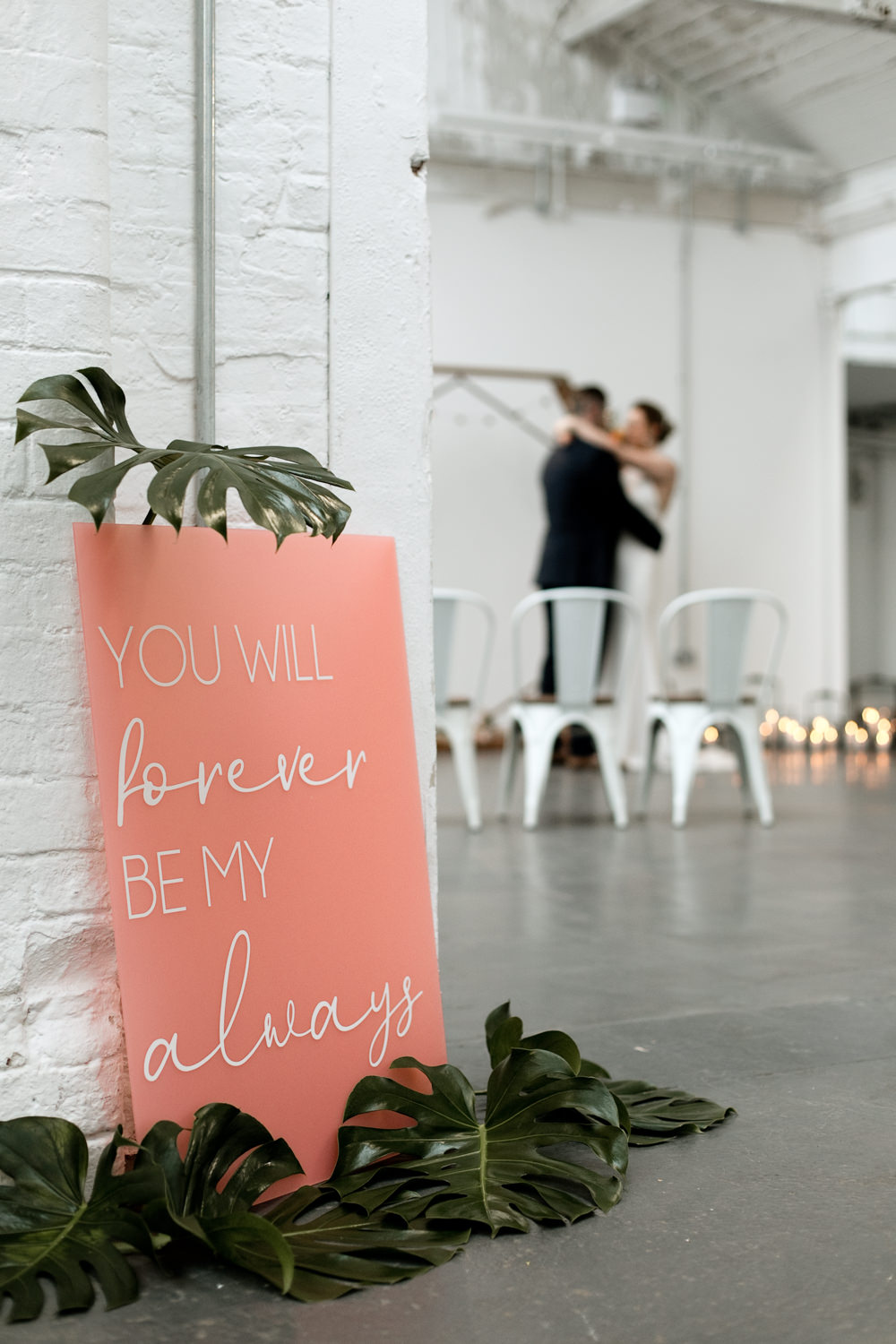 Pink Sign Signage Signs Palm Leaves Greenery Moroccan Wedding Ideas Emma Louise Photography