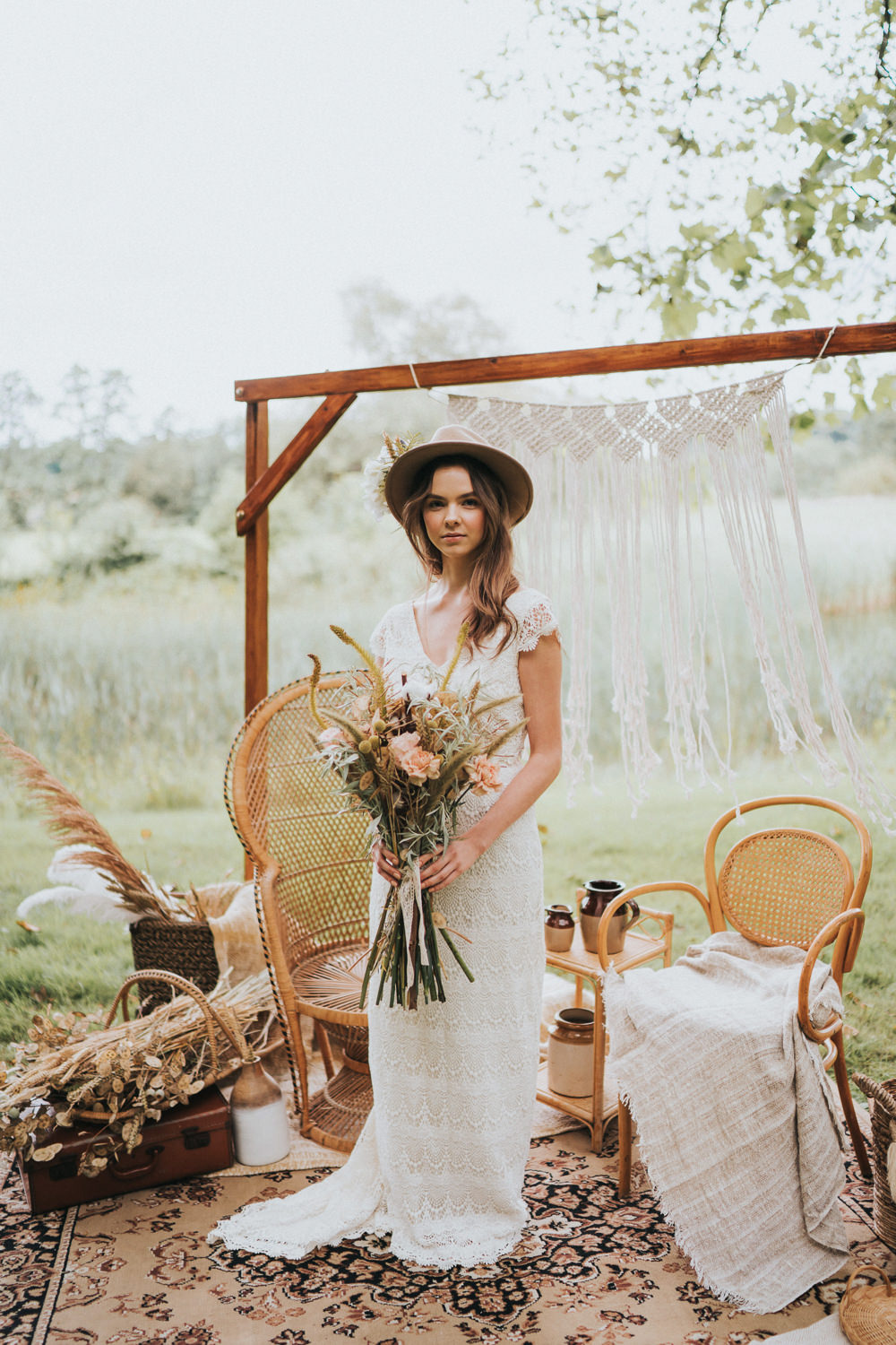 Dress Gown Bride Bridal Lace Train Cap Sleeves Daughters of Simone Naked Tipi Wedding Ideas Holly Rose Stones