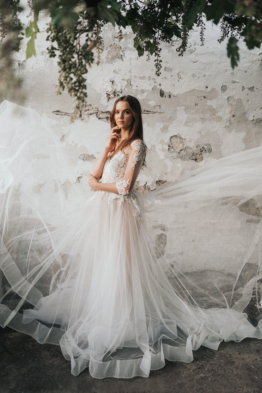 Bride Bridal Dress Gown Lace Sleeves Tulle Skirt Naked Tipi Wedding Ideas Holly Rose Stones