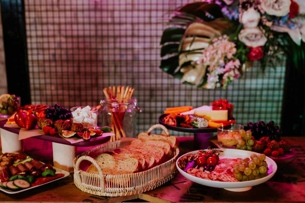 Grazing Table Foot Buffet Neon Sign Wedding Ideas State Of Love and Trust Photography
