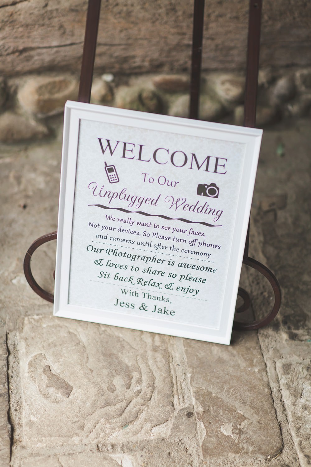 Unplugged Sign Signage Signs Ceremony Priory Little Wymondley Wedding Milk Bottle Photography