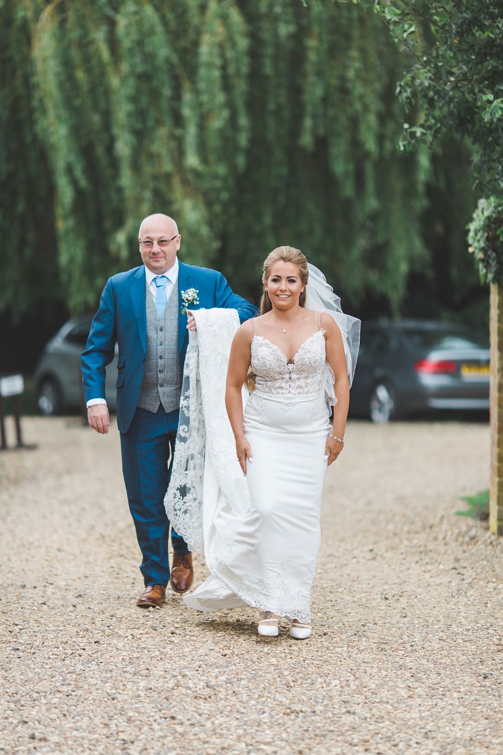 Dress Gown Bride Bridal Enzoani Mckinley Lace Fitted Straps Veil Priory Little Wymondley Wedding Milk Bottle Photography