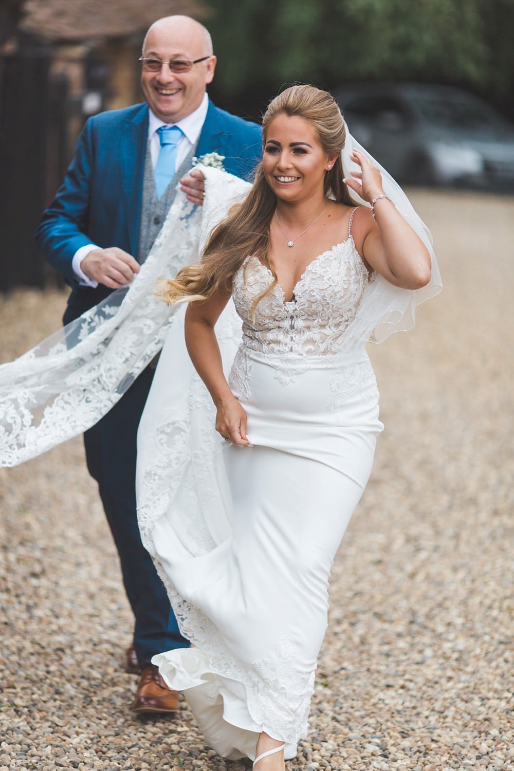Dress Gown Bride Bridal Enzoani Mckinley Lace Fitted Straps Veil Priory Little Wymondley Wedding Milk Bottle Photography