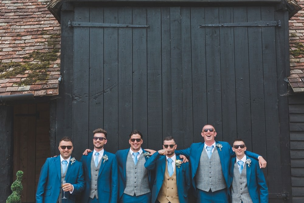 Groom Groomsmen Suits Navy Waistcoat Tie Priory Little Wymondley Wedding Milk Bottle Photography