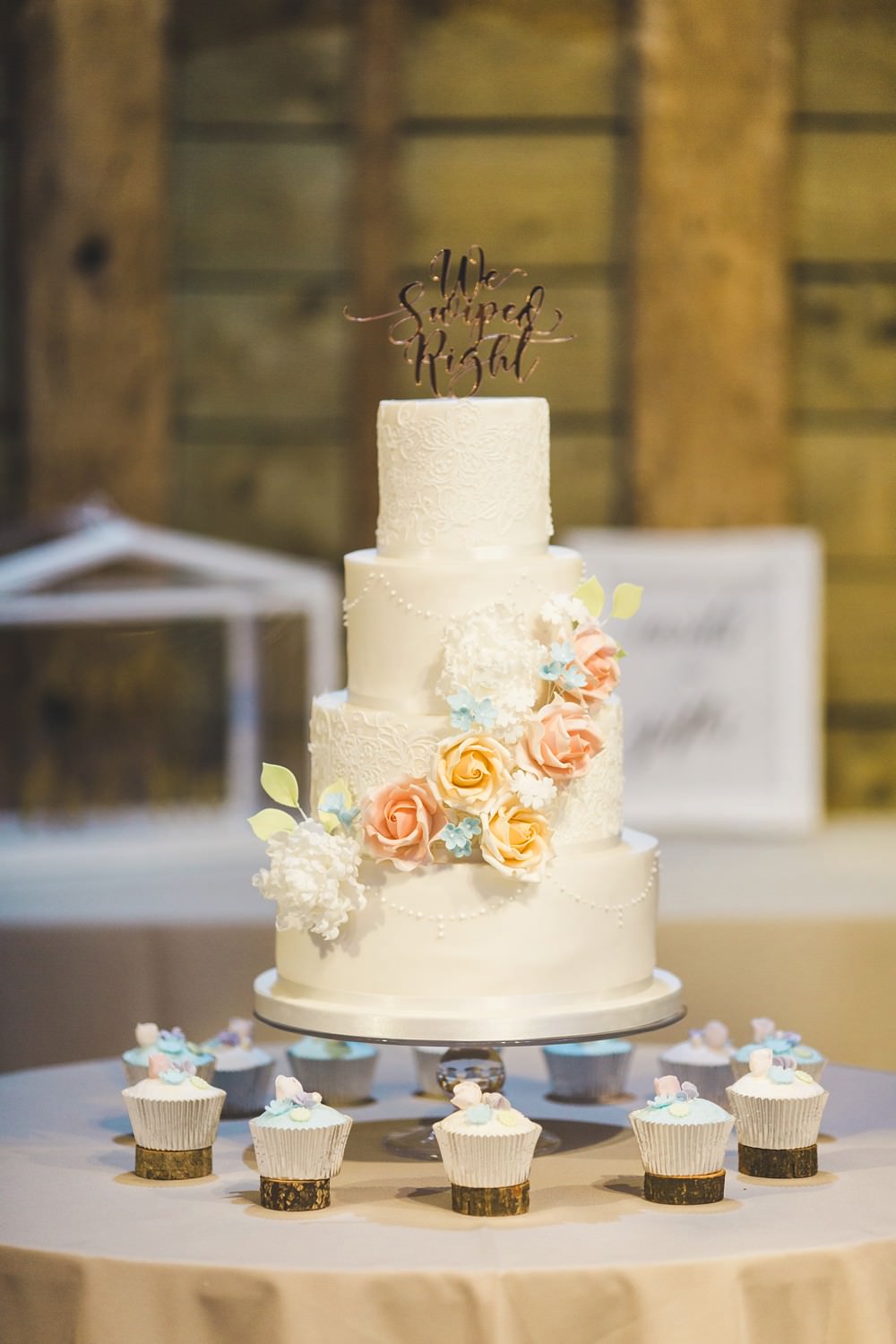 Cake White Ivory Iced Icing Flowers Sugar Pastel Laser Cut Topper Priory Little Wymondley Wedding Milk Bottle Photography