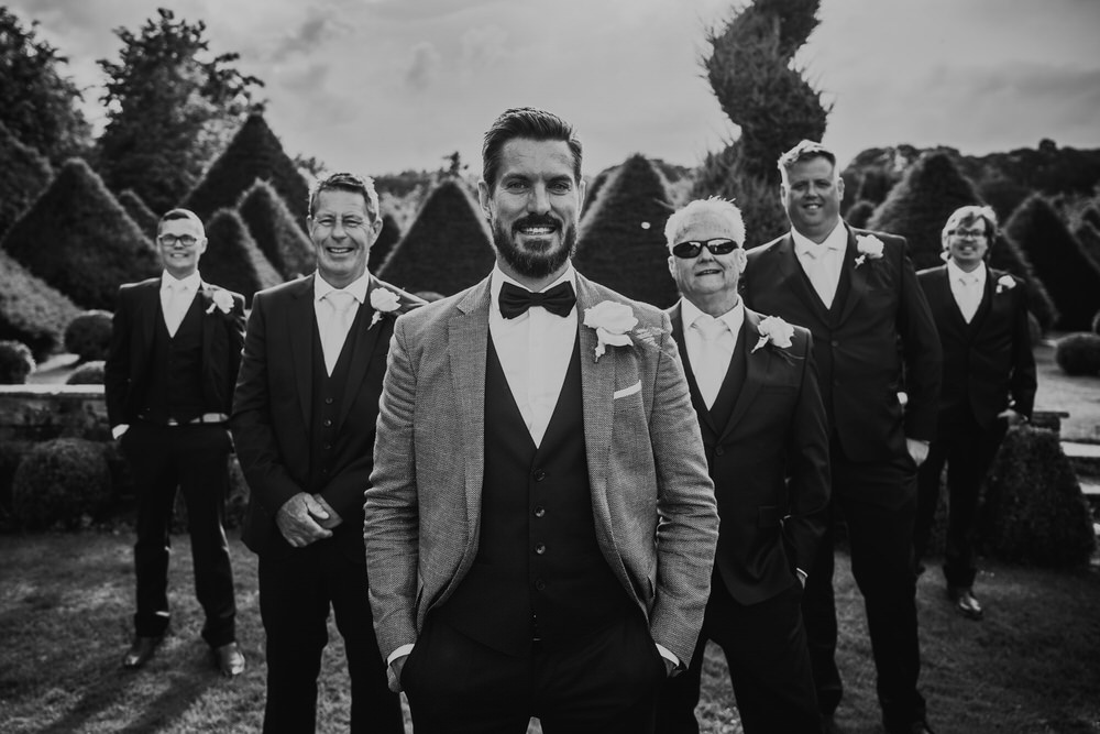 Groom Suit Grey Bow Tie Groomsmen Secret Garden Wedding James Powell Photography