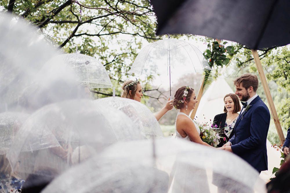 Rainy Storm Outdoor Ceremony Tipi Garden Wedding Kit Myers Photography