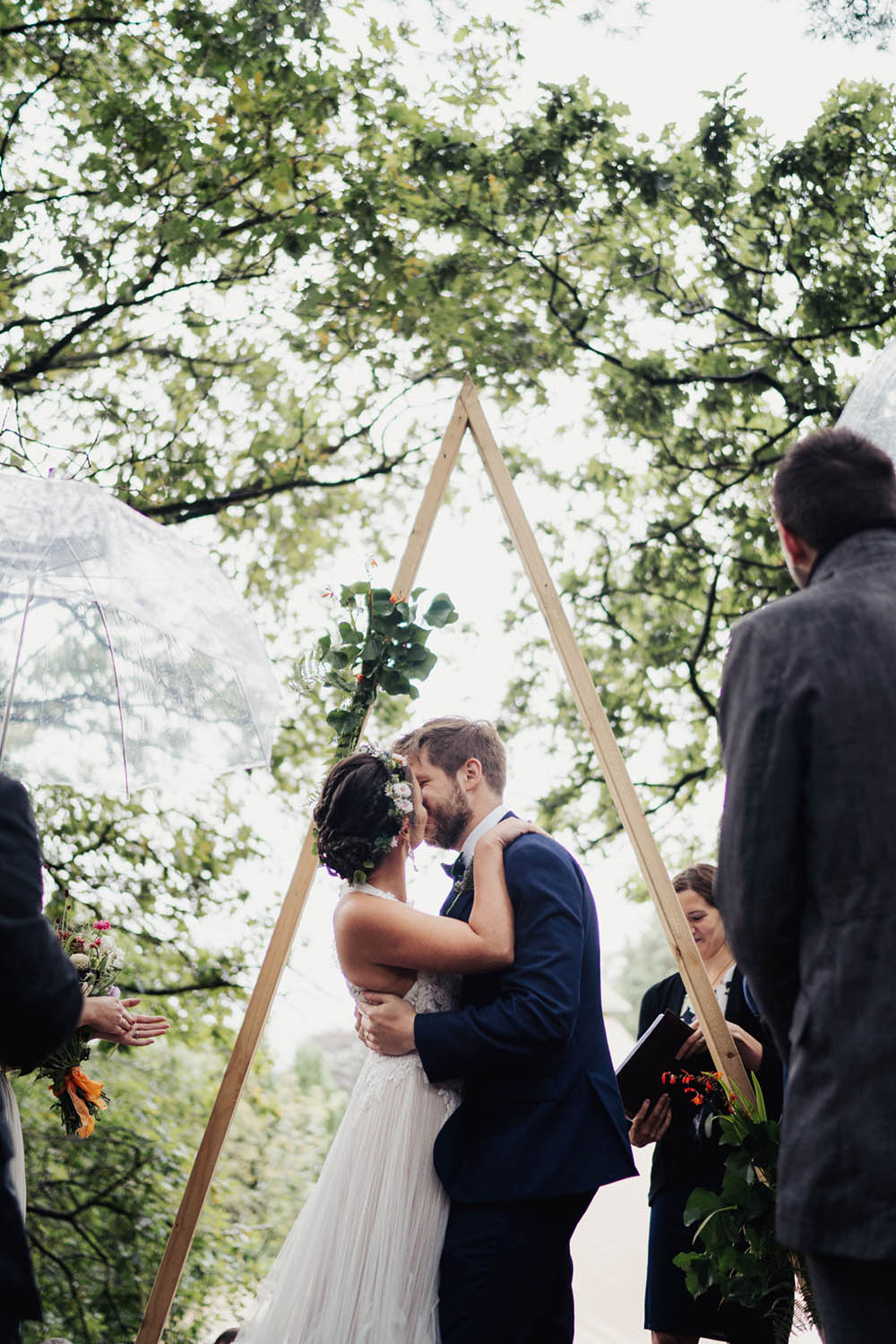 Backdrop Ceremony Wooden Frame Triangle Naked Tipi Garden Wedding Kit Myers Photography