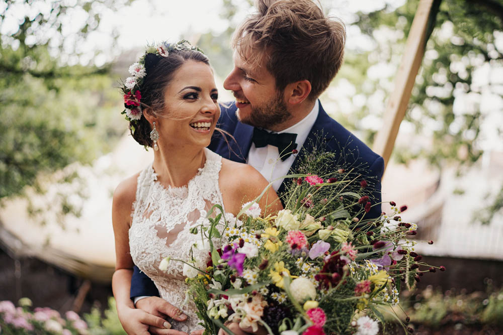 Bride Bridal Bouquet Flowers Sweet Peas Grass Daisy Wildflowers Tipi Garden Wedding Kit Myers Photography