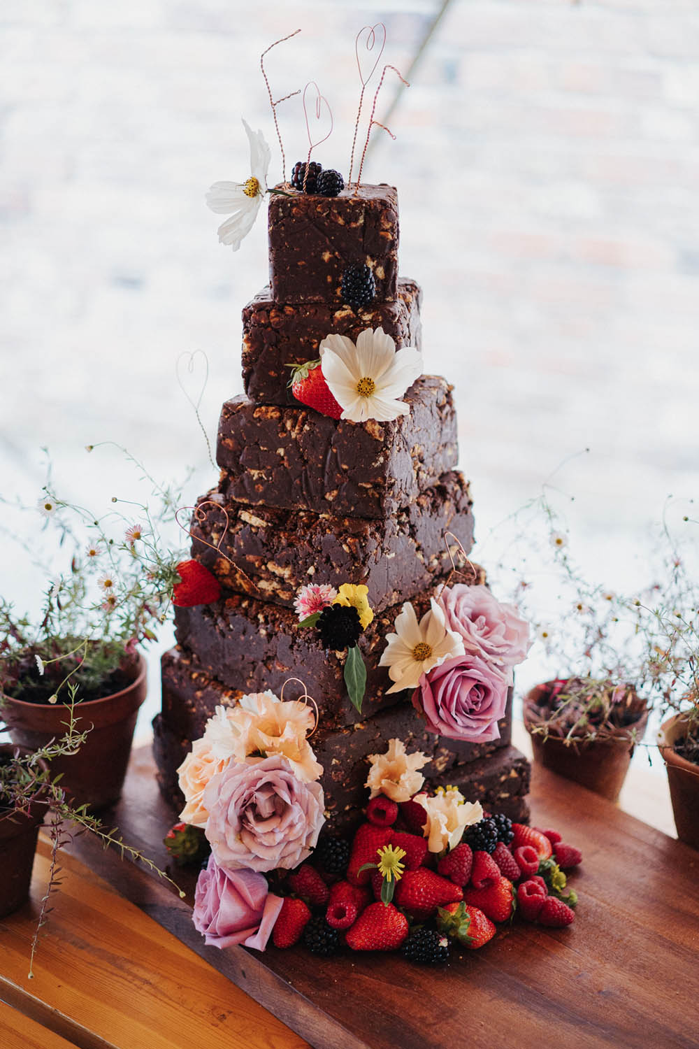 Chocolate Death Cake Flowers Tall Topper Tipi Garden Wedding Kit Myers Photography