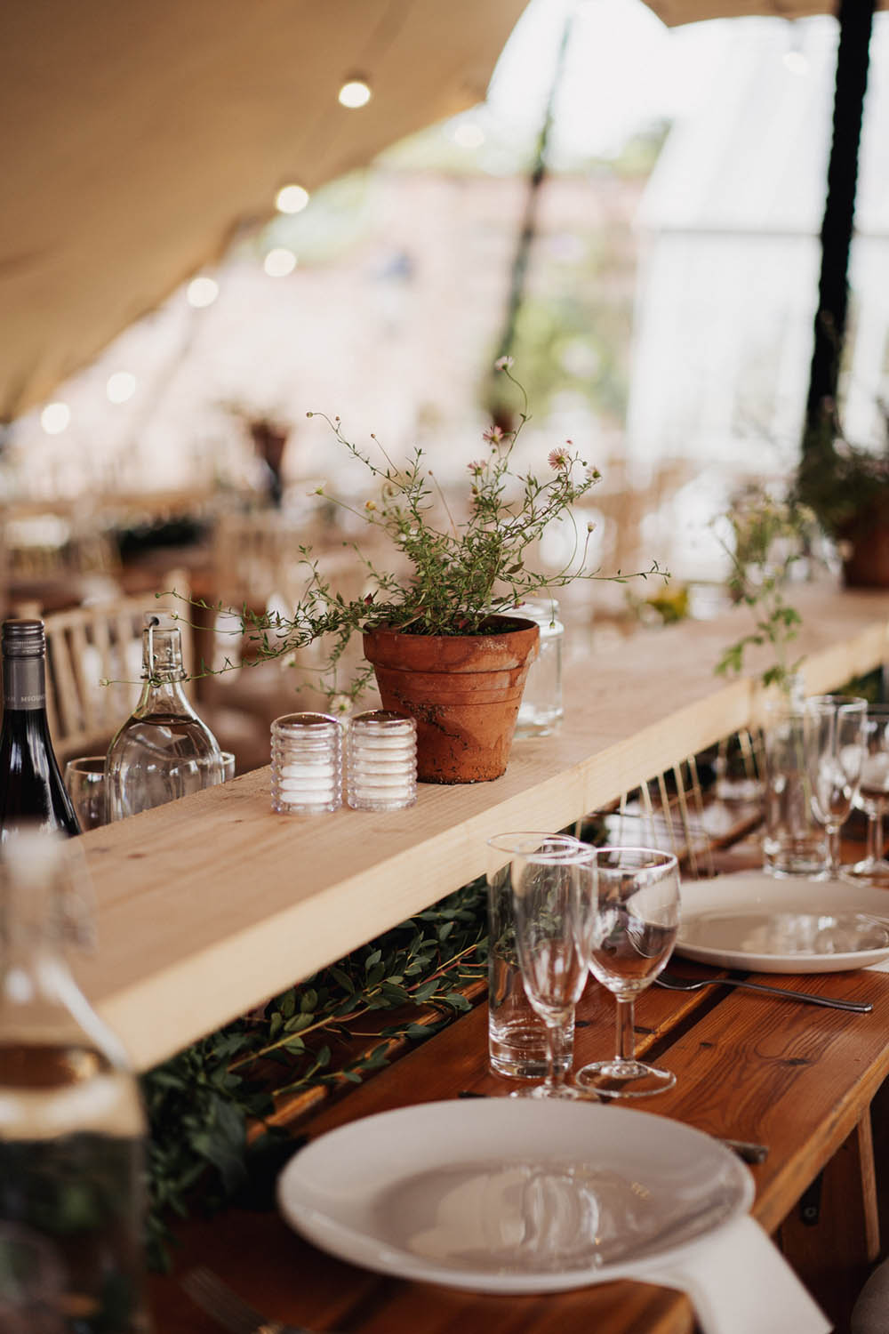Long Wooden Tables Gold Greenery Planks Wood Timber Serving Platform Sharing Platter Grazing Pot Plants Tipi Garden Wedding Kit Myers Photography